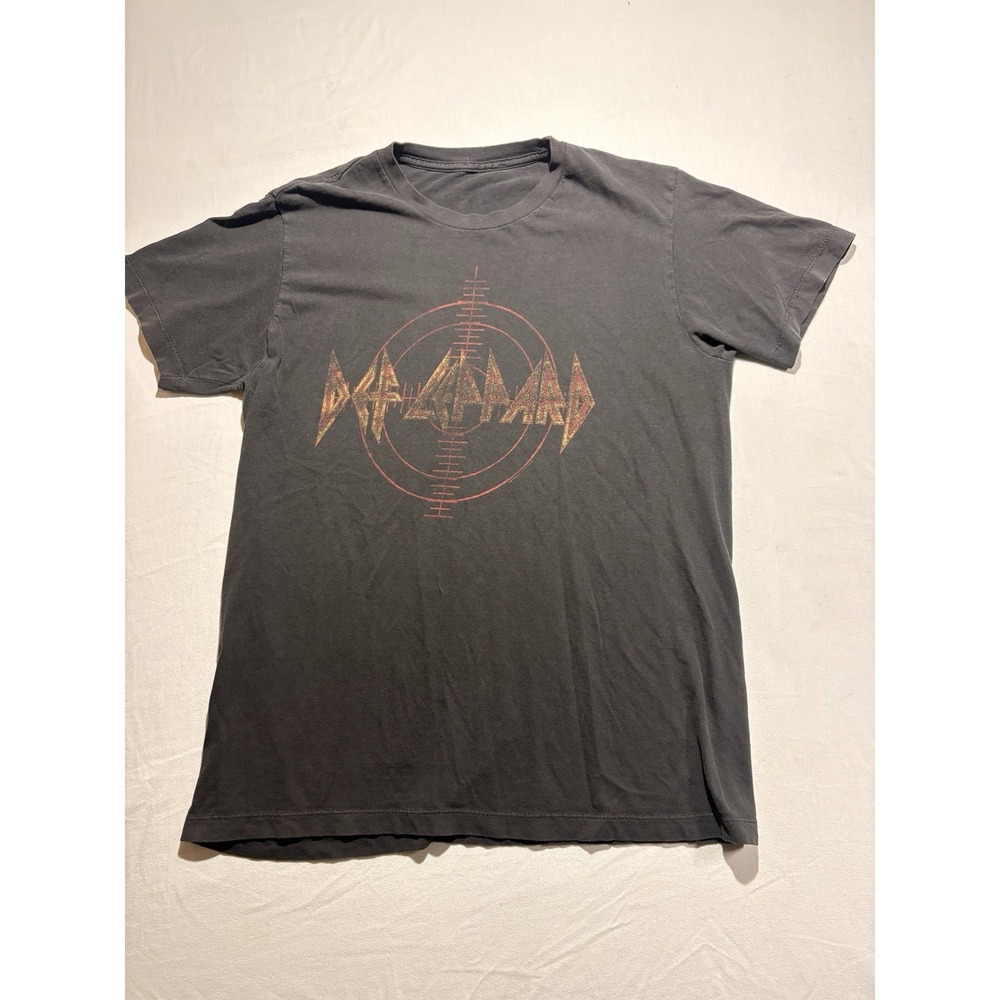 Def Leppard Graphic T-Shirt Mens Large Black Short Sleeve Band Logo Rock Tee